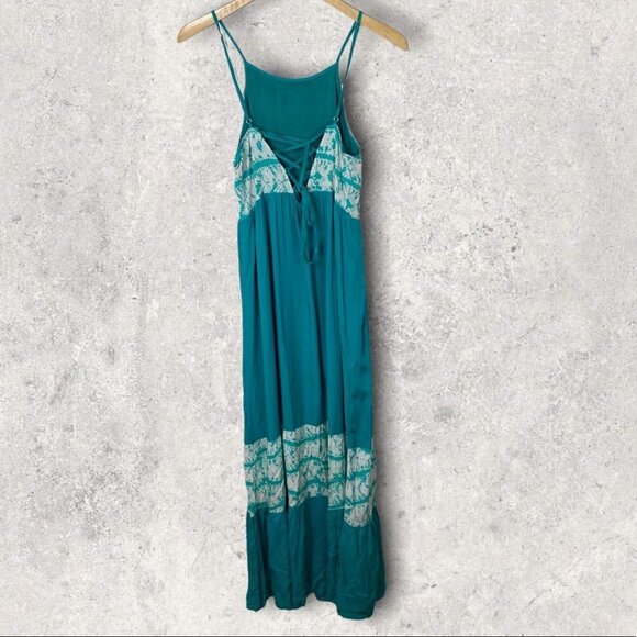 Entro Tiered Maxi Dress Tie Back Aqua Blue Bohemian Summer Beach Long Festival S - Picture 12 of 12